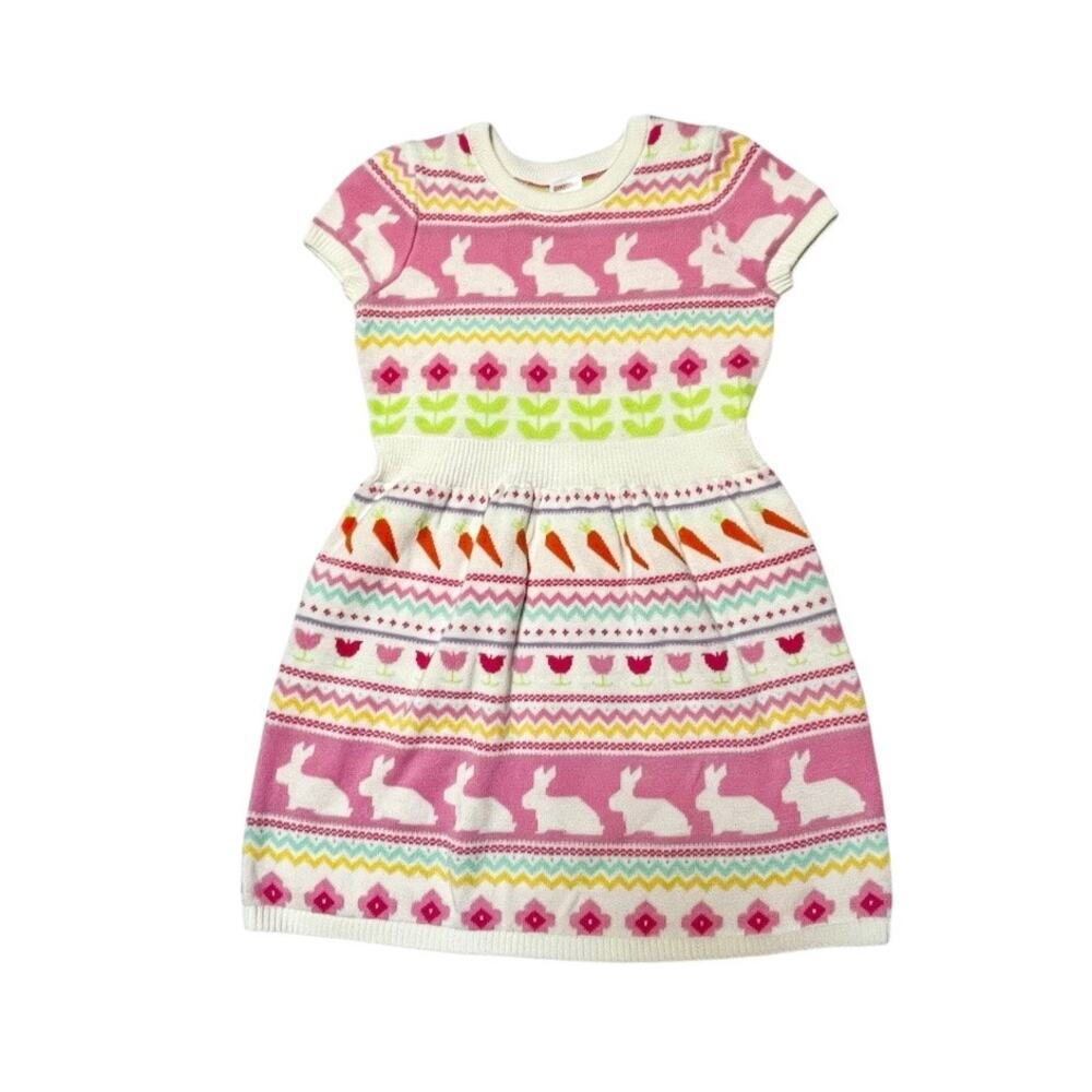 Gymboree Easter Bunny Fair Isle Knit Sweater Dress Size 6
